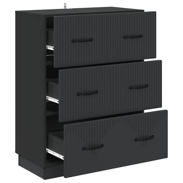 Чекмеджетен шкаф Черно 66 x 34,5 x 87 см Инженерна дървесина