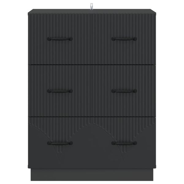 Чекмеджетен шкаф Черно 66 x 34,5 x 87 см Инженерна дървесина