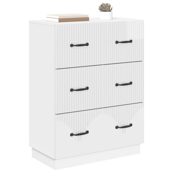 Чекмеджетен шкаф Бял гланц 66 x 34,5 x 87 см