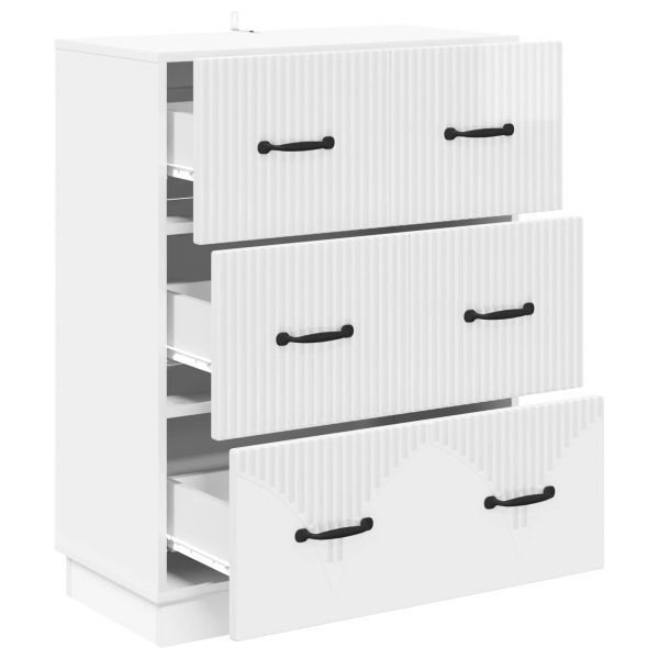 Чекмеджетен шкаф Бял гланц 66 x 34,5 x 87 см