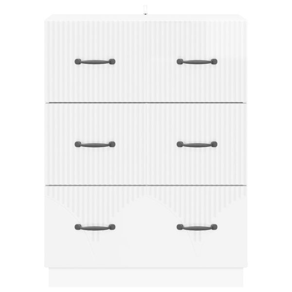 Чекмеджетен шкаф Бял гланц 66 x 34,5 x 87 см