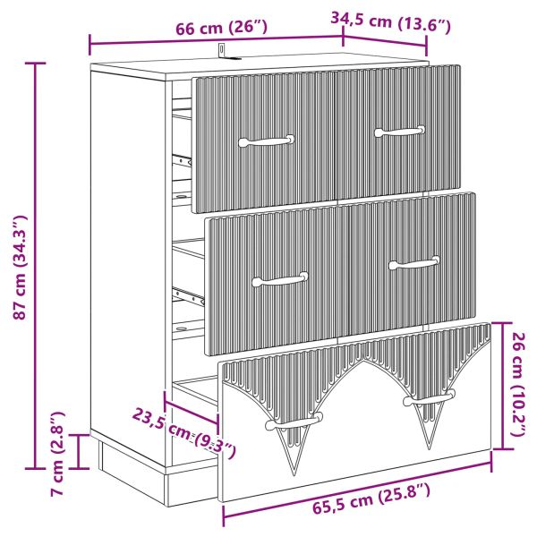 Чекмеджетен шкаф Опушен дъб 66 x 34,5 x 87 см