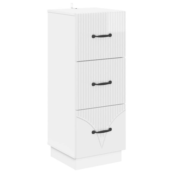 Чекмеджетен шкаф Бял гланц 33 x 34,5 x 87 см
