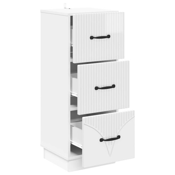 Чекмеджетен шкаф Бял гланц 33 x 34,5 x 87 см