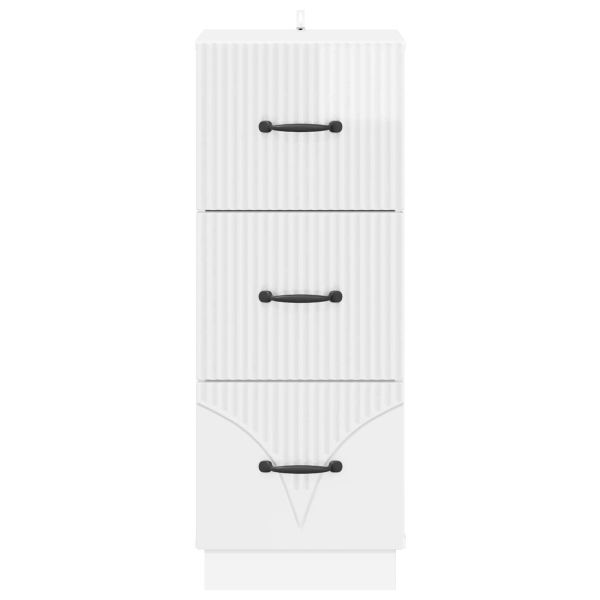 Чекмеджетен шкаф Бял гланц 33 x 34,5 x 87 см