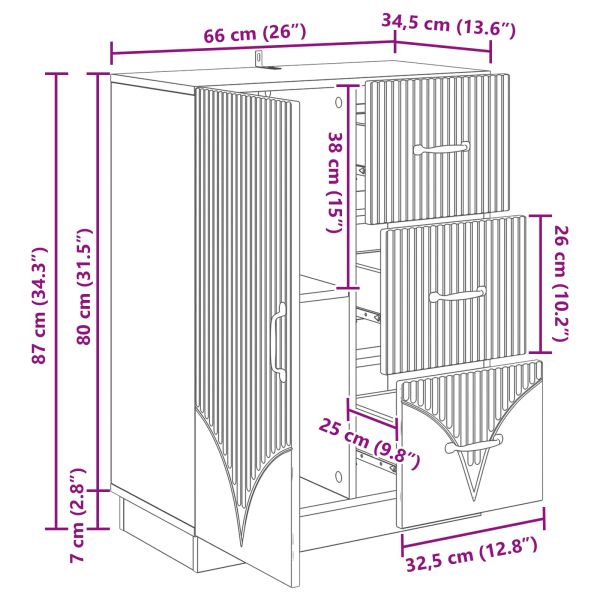 Служебен шкаф Опушен дъб 66 x 34,5 x 87 см Инженерна дървесина