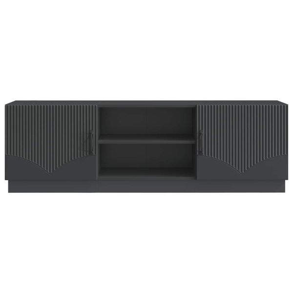 ТВ шкаф Черно 150 x 31 x 47 см Инженерна дървесина