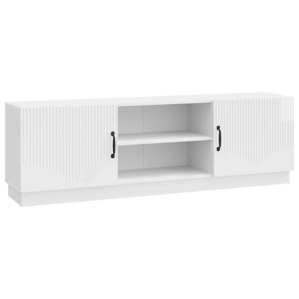 ТВ шкаф Бял гланц 150 x 31 x 47 см Инженерна дървесина