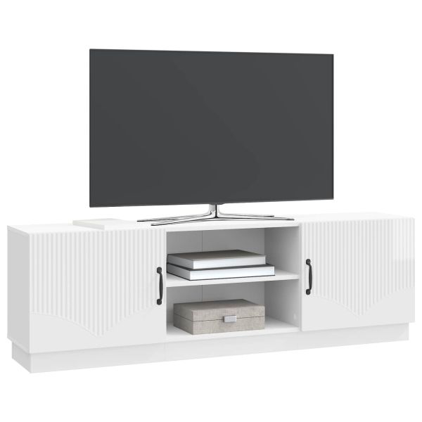 ТВ шкаф Бял гланц 150 x 31 x 47 см Инженерна дървесина