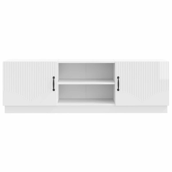 ТВ шкаф Бял гланц 150 x 31 x 47 см Инженерна дървесина