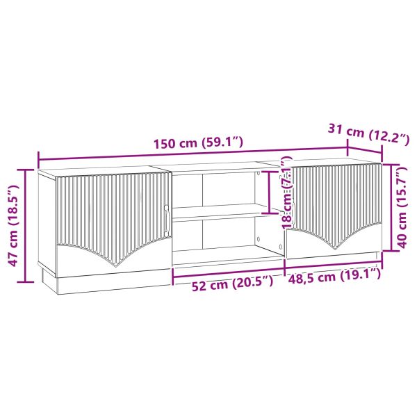 ТВ шкаф Дъб артизан 150 x 31 x 47 см Инженерна дървесина