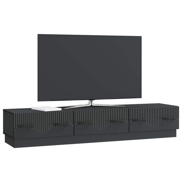 ТВ шкаф с чекмедже Черно 147 x 34,5 x 27 см Инженерна дървесина