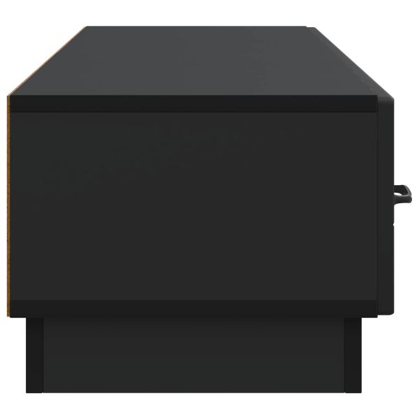 ТВ шкаф с чекмедже Черно 147 x 34,5 x 27 см Инженерна дървесина