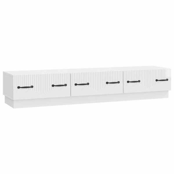 ТВ шкаф Бял гланц 147 x 34,5 x 27 см Инженерна дървесина