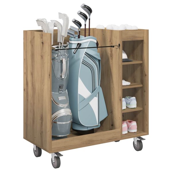 Голф шкаф с колело Едноцветен Дъб 90 x 45 x 98 см