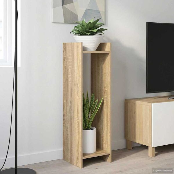 Стойка за растения с рафт 2 pcs Сонома дъб 30 x 30 x 100 см