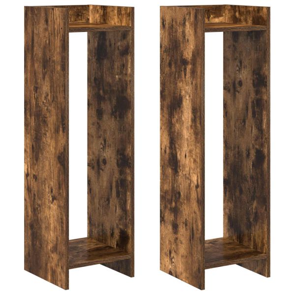 Стойка за растения с рафт 2 pcs Пушена Дъб 30 x 30 x 100 см