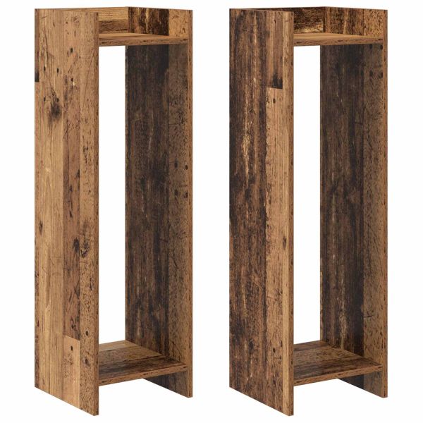 Стойка за растения с рафт 2 pcs Старо дърво 30 x 30 x 100 см