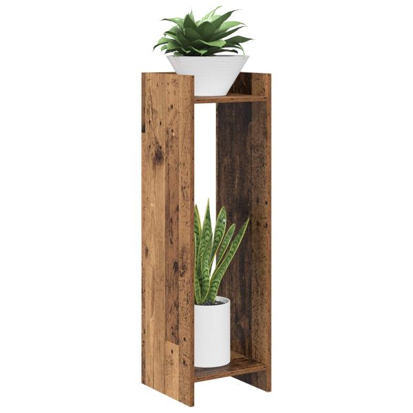 Стойка за растения с рафт 2 pcs Старо дърво 30 x 30 x 100 см