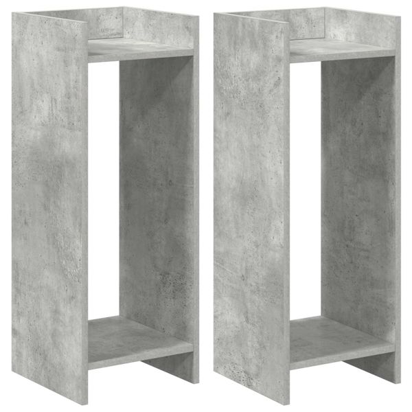 Стойка за растения с рафт 2 pcs Бетонно Сиво 30 x 30 x 80 cm