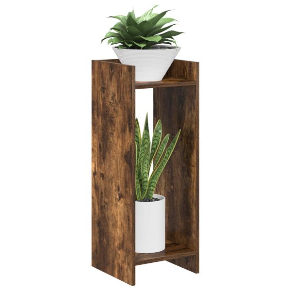 Стойка за растения с рафт 2 pcs Пушена Дъб 30 x 30 x 80 cm