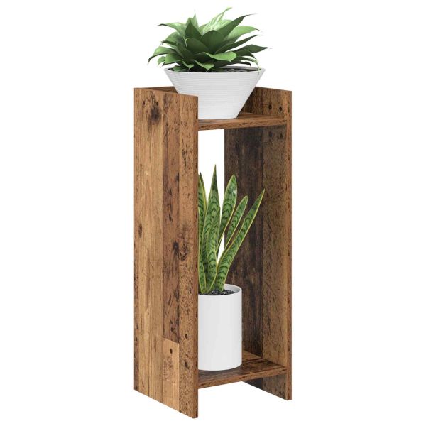 Стойка за растения с рафт 2 pcs Старо дърво 30 x 30 x 80 cm