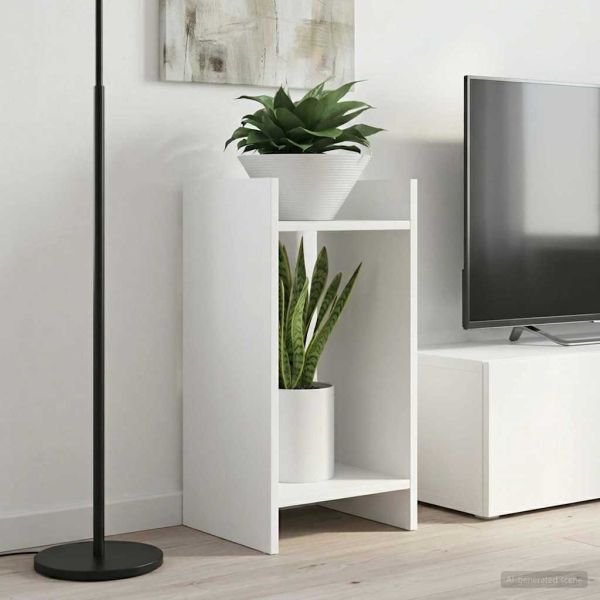 Стойка за растения с рафт 2 pcs Бял 30 x 30 x 60 cm