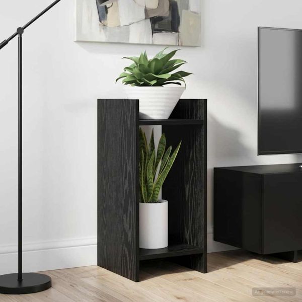 Стойка за растения с рафт Черен Дъб 30 x 30 x 60 cm