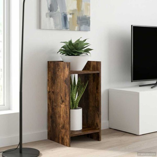 Стойка за растения с рафт Пушена Дъб 30 x 30 x 60 cm