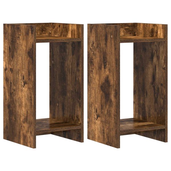 Стойка за растения с рафт 2 pcs Пушена Дъб 30 x 30 x 60 cm