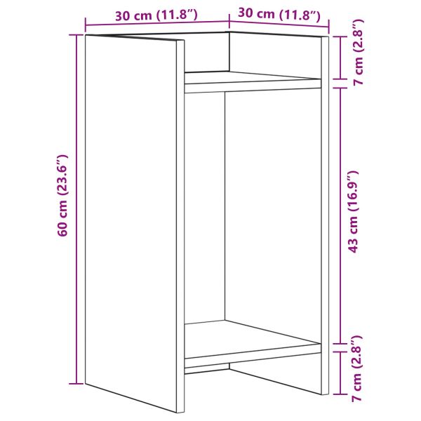 Стойка за растения с рафт 2 pcs Пушена Дъб 30 x 30 x 60 cm