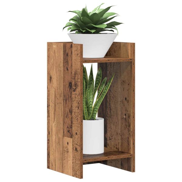Стойка за растения с рафт 2 pcs Старо дърво 30 x 30 x 60 cm