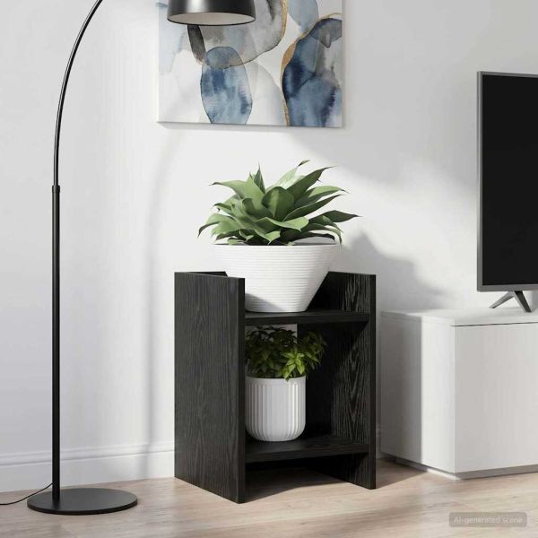 Стойка за растения с рафт Черен Дъб 30 x 30 x 40 cm