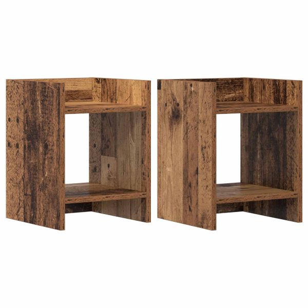 Стойка за растения с рафт 2 pcs Старо дърво 30 x 30 x 40 cm