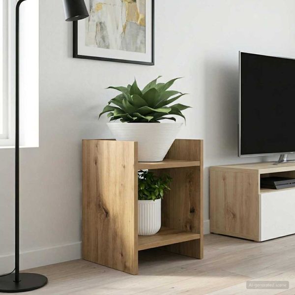 Стойка за растения с рафт 2 pcs Артизан Дъб 30 x 30 x 40 cm