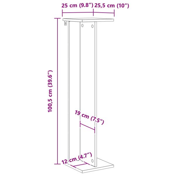Стойка за растения 2 pcs Черен Дъб 25 x 25,5 x 100,5 см