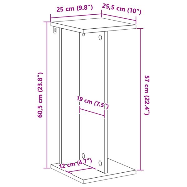 Стойка за растения Черен Дъб 25 x 25,5 x 60,5 см