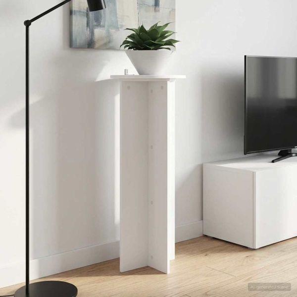 Стойка за растения 2 pcs Бяло Ø40 x 100 см Инженерна дървесина
