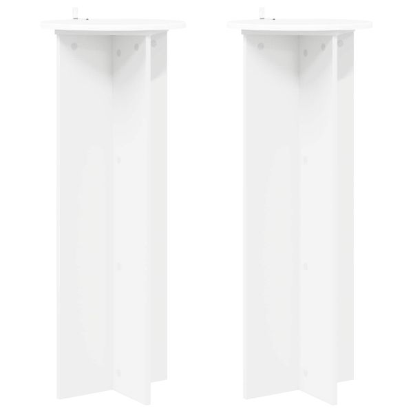 Стойка за растения 2 pcs Бяло Ø40 x 100 см Инженерна дървесина
