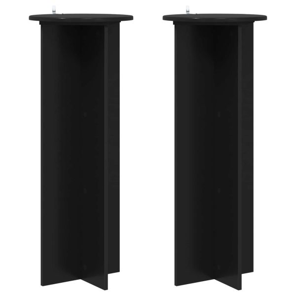 Стойка за растения 2 pcs Черно Ø40 x 100 см Инженерна дървесина