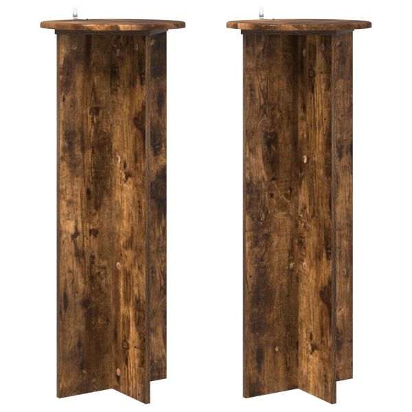 Стойка за растения 2 pcs Опушен дъб Ø40 x 100 см