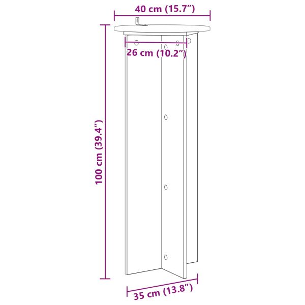 Стойка за растения 2 pcs Опушен дъб Ø40 x 100 см