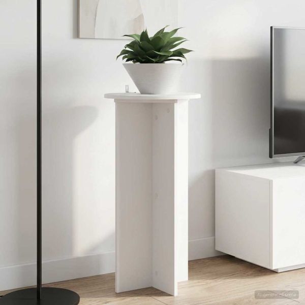 Стойка за растения 2 pcs Бяло Ø40 x 80 см Инженерна дървесина