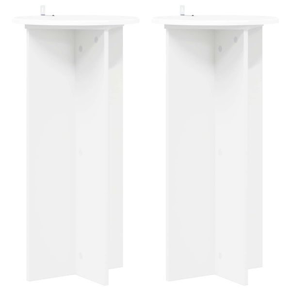 Стойка за растения 2 pcs Бяло Ø40 x 80 см Инженерна дървесина