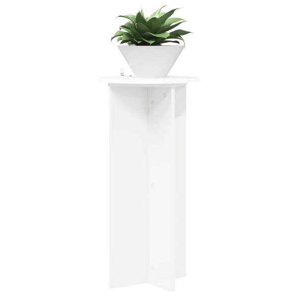 Стойка за растения 2 pcs Бяло Ø40 x 80 см Инженерна дървесина
