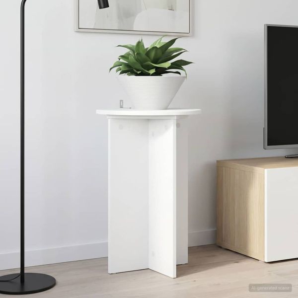 Стойка за растения 2 pcs Бяло Ø40 x 60 см Инженерна дървесина