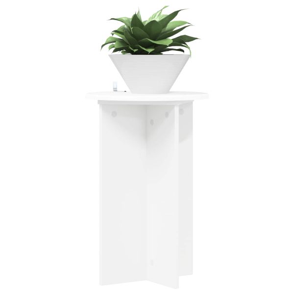 Стойка за растения 2 pcs Бяло Ø40 x 60 см Инженерна дървесина