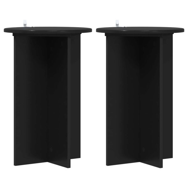 Стойка за растения 2 pcs Черно Ø40 x 60 см Инженерна дървесина