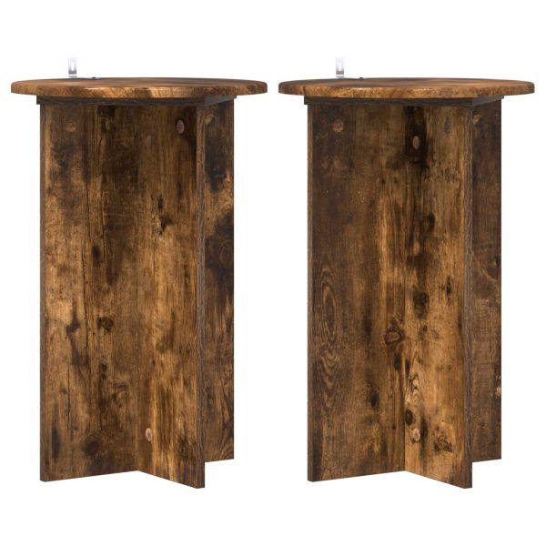 Стойка за растения 2 pcs Опушен дъб Ø40 x 60 см
