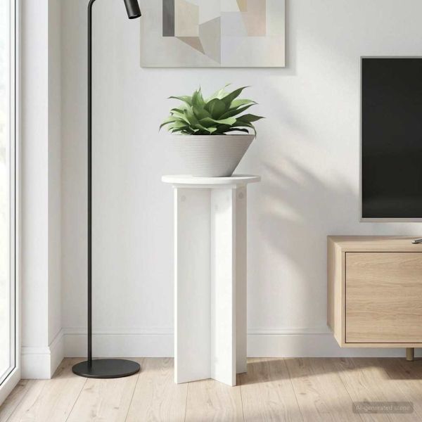 Стойка за растения 2 pcs Бяло Ø29,5 x 60 см Инженерна дървесина